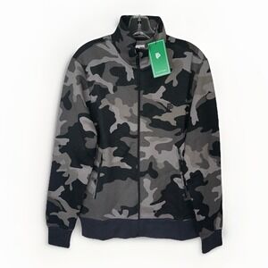NWT Flint Park Court Tennis Zip-Up Jacket Men's Small Black Gray Camo Full Zip